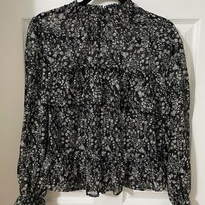 Black & Cream Floral Chiffon Shirt